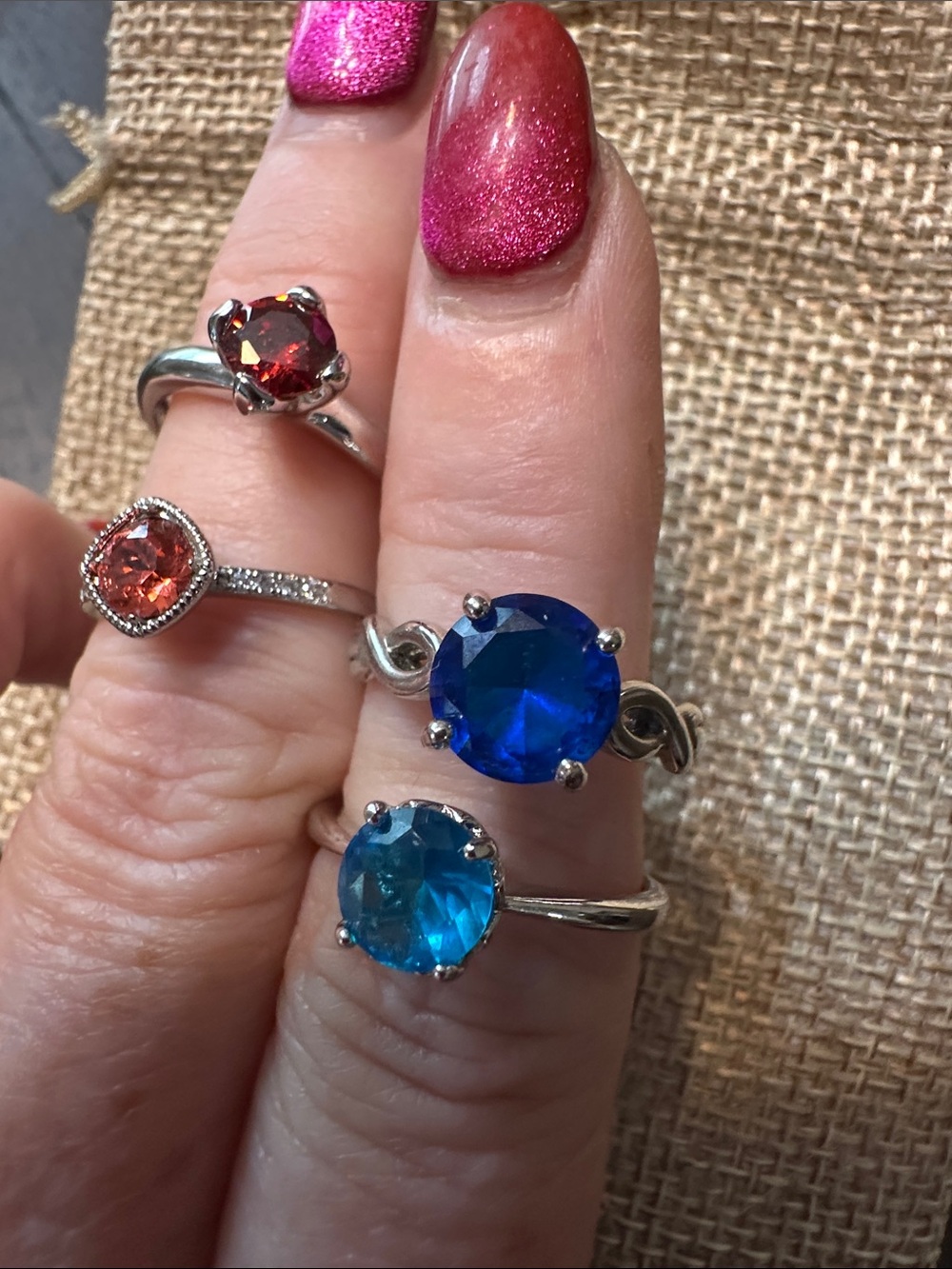 Sterling Silver Blue and Teal Gemstone Rings - Women's Jewelry